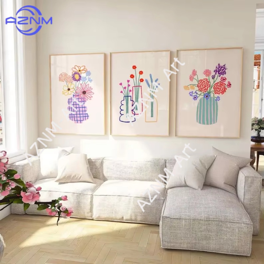 Art Craft Vase - 1/3pcs 추상 꽃병 파스텔 꽃 꽃다발