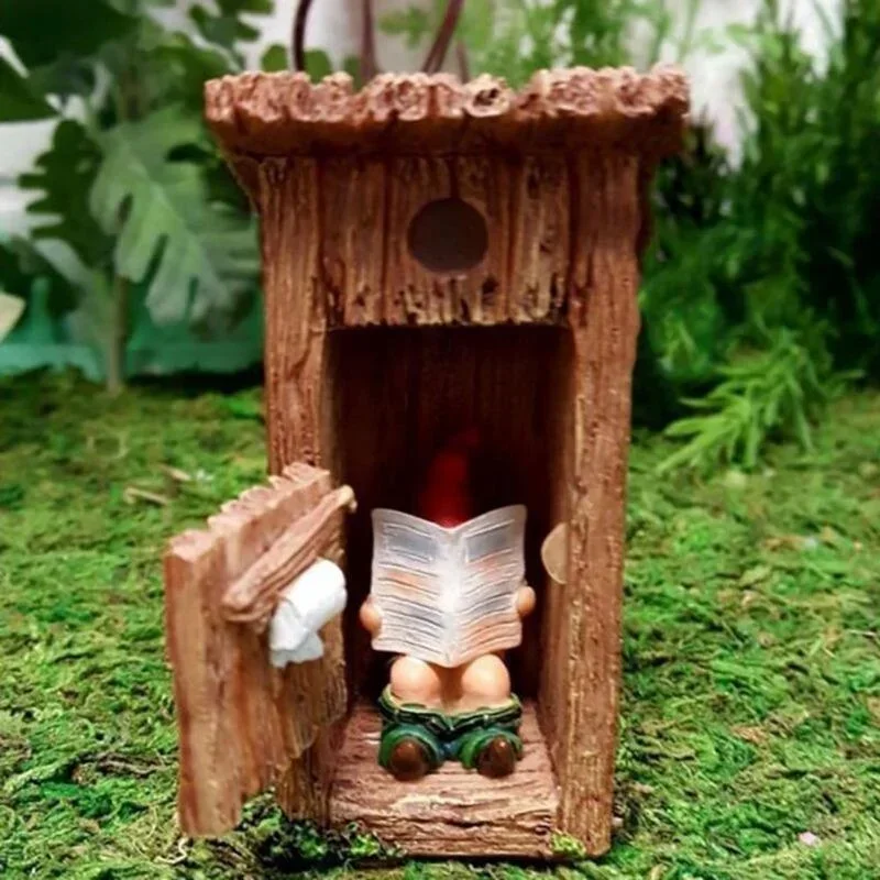 Art Craft Door - 독서 책 Gnome 동상 조각 잠긴