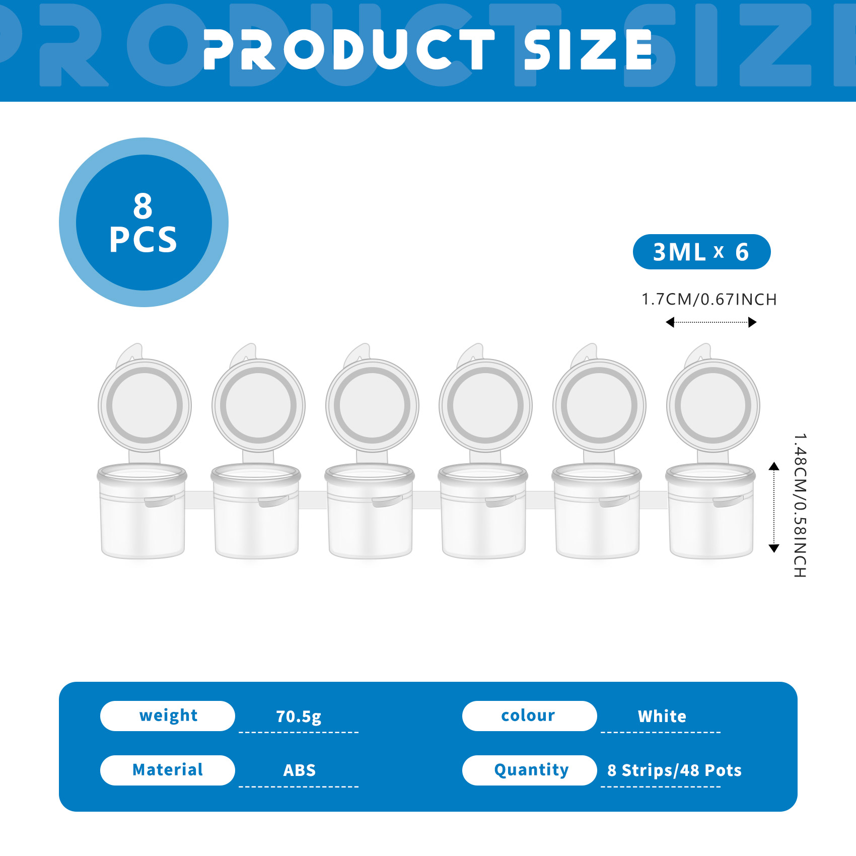 Art Craft Description - AU61-8 스트립/48 포트 3Ml 빈 페인트