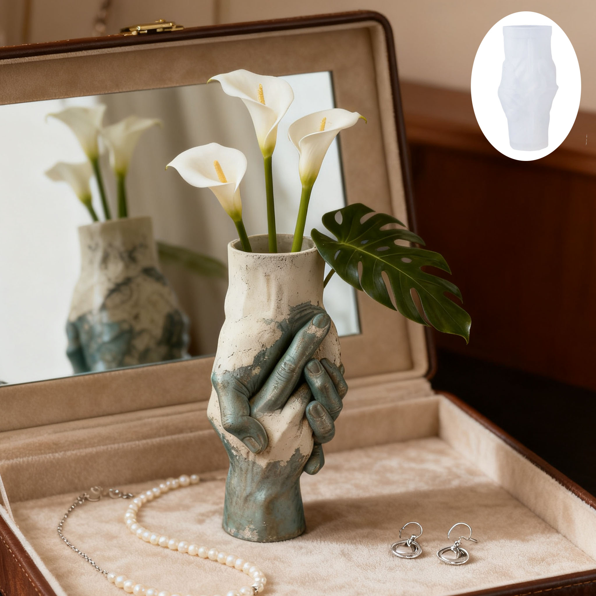 Art Craft Vase - 예술적인 손잡고 다니는 꽃병 실리콘 몰드: