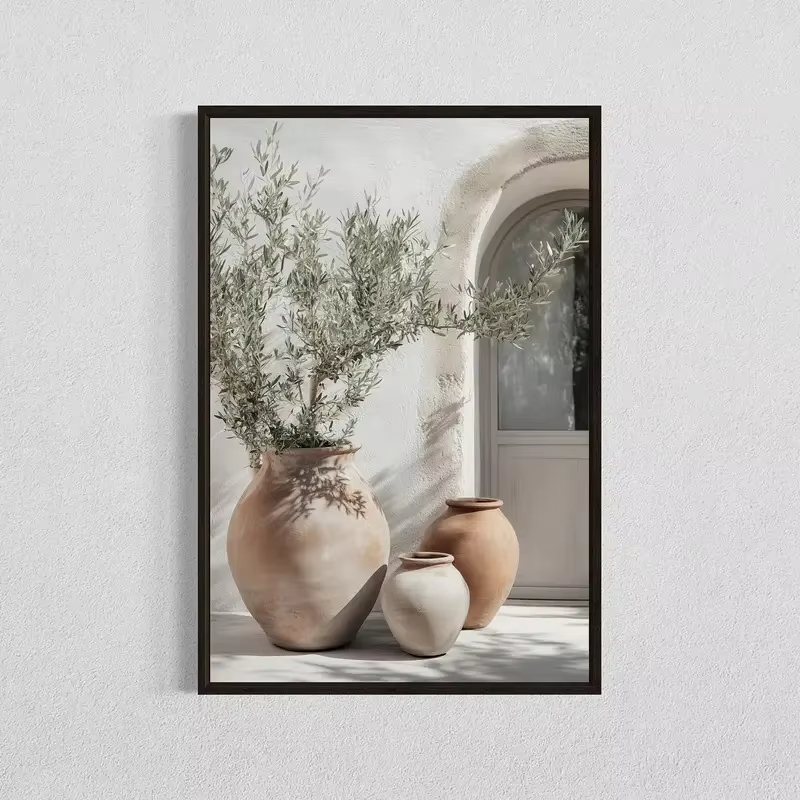 1PC 프레임리스 레트로 우아한 올리브 나무 캔버스 포 - Art Craft Vase 리뷰 및 가격
