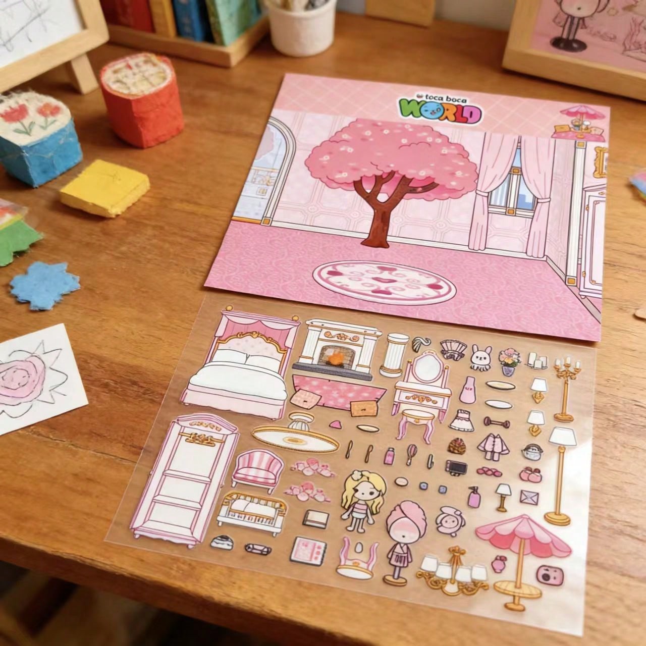 핑크 사쿠라 나무 호텔 룸 DIY 어린이 공예 스티커  - Art Craft 3 Year Old 리뷰 및 가격
