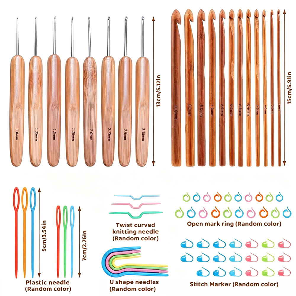 74개 대나무 코바늘 세트, 휴대용 보관 가방이 포함된 - Art Craft Material 리뷰 및 가격