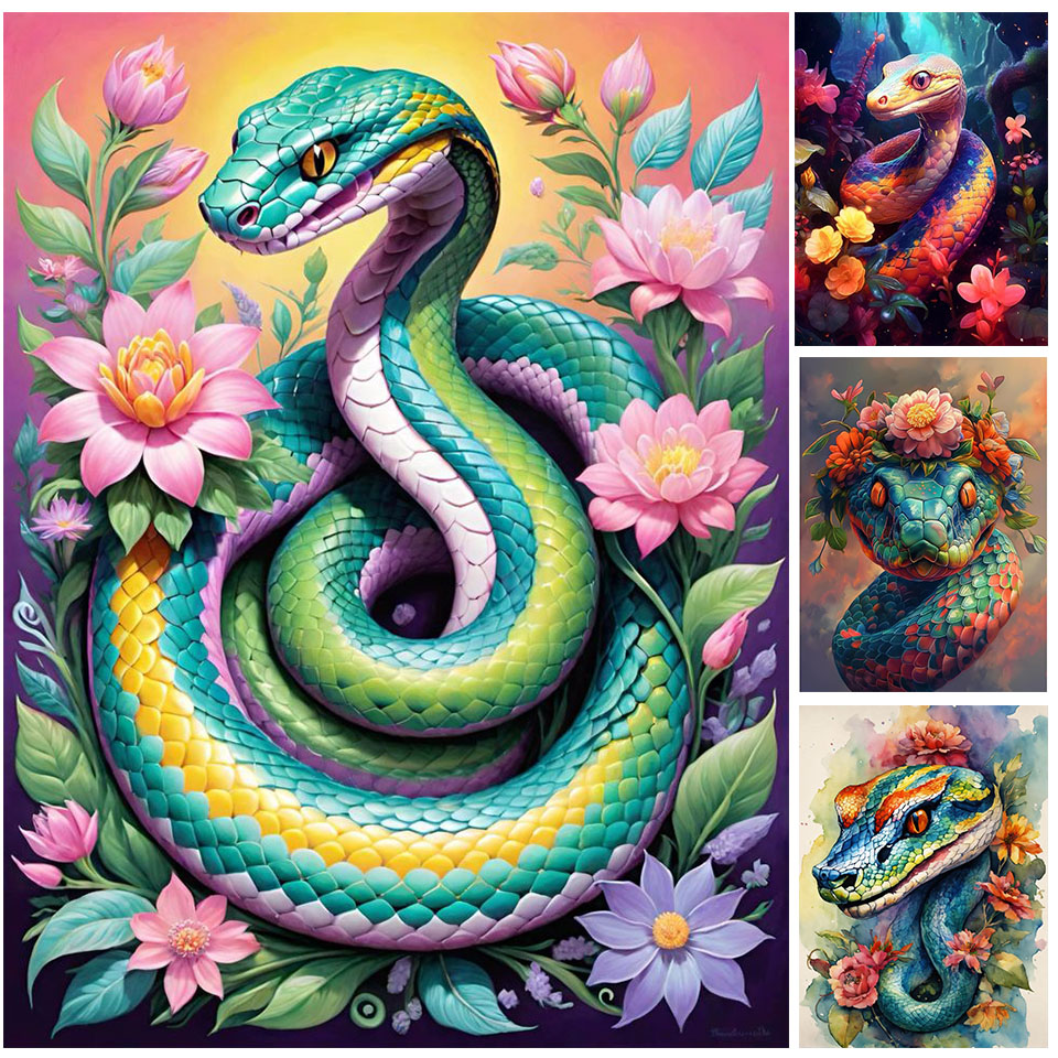 동물 다이아몬드 아트 페인팅 뱀 전체 사각형 라운드 꽃 - Art Craft Hobbies 리뷰 및 가격