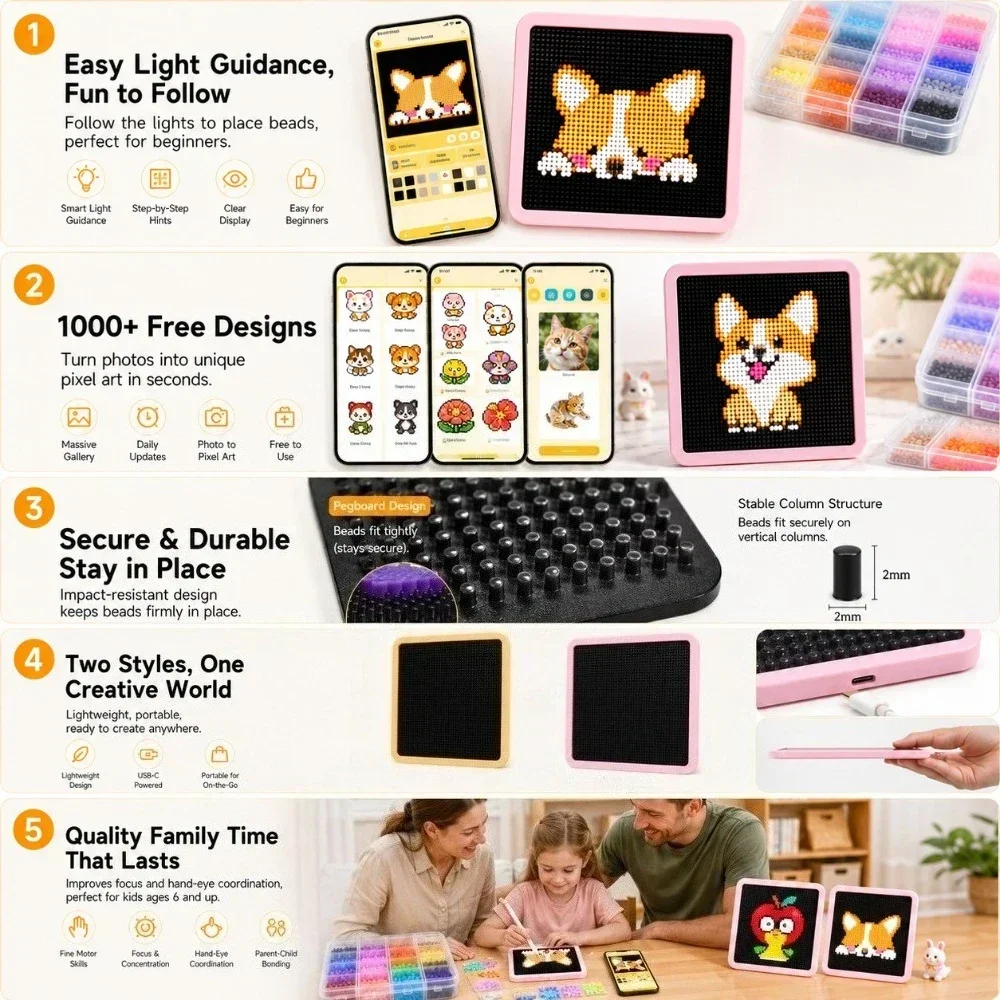 LED 스마트 퓨즈 비드 페그보드, 앱으로 조작하는 패 - Art Craft Material 리뷰 및 가격