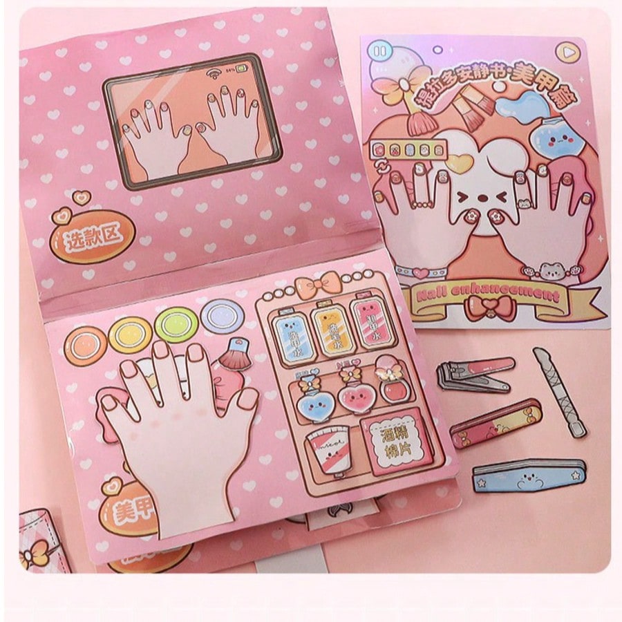 핑크 어린이 DIY 네일 살롱 조용한 컷 스티커북 가상 - Art Craft 3 Year Old 리뷰 및 가격