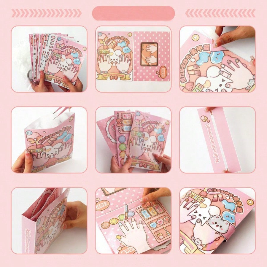 핑크 어린이 DIY 네일 살롱 조용한 컷 스티커북 가상 - Art Craft 3 Year Old 리뷰 및 가격