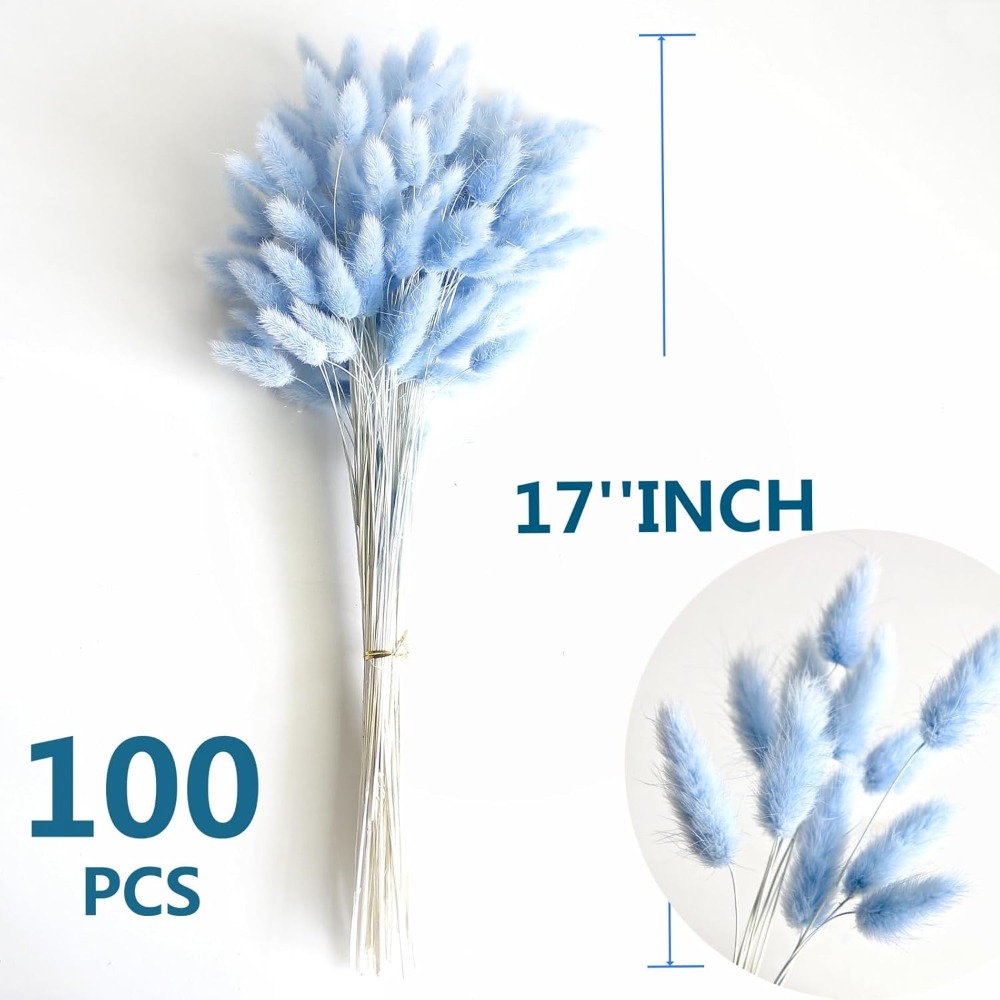 100PCS 블루 토끼 꼬리 잔디 토끼 꼬리 홈 룸 생 - Art Craft Vase 리뷰 및 가격
